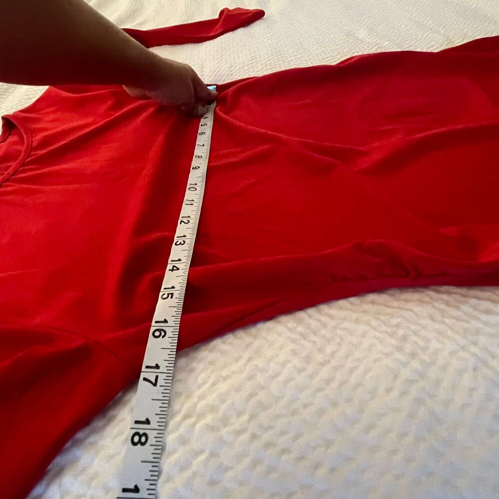 Women’s Red Long Sleeve Midi Sheath Dress Stretch Slim Comfy Size L - Picture 14 of 14